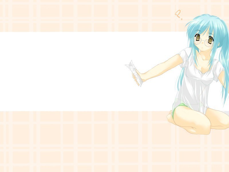 blue-haired girl with paper