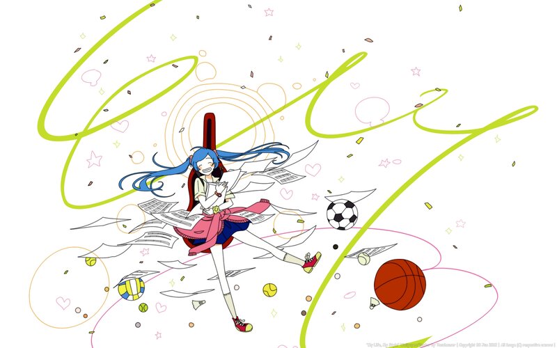 Blue-haired Girl with Papers
