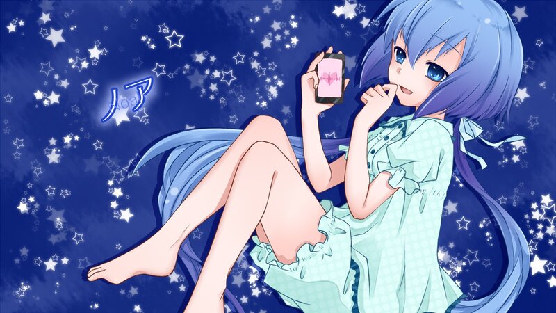 Blue-haired girl with phone