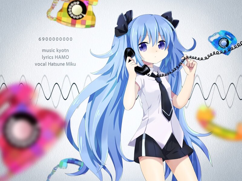 Blue-haired Girl with Phone — Blue
