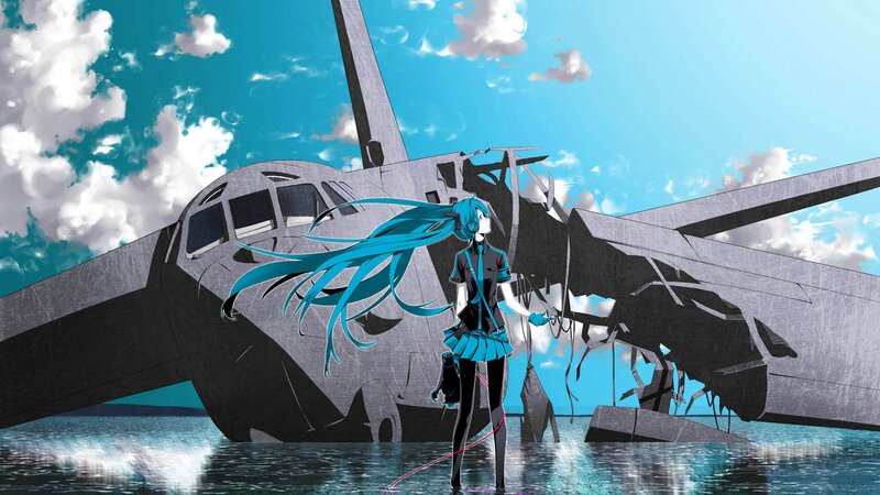 Blue-haired Girl with Plane — Blue
