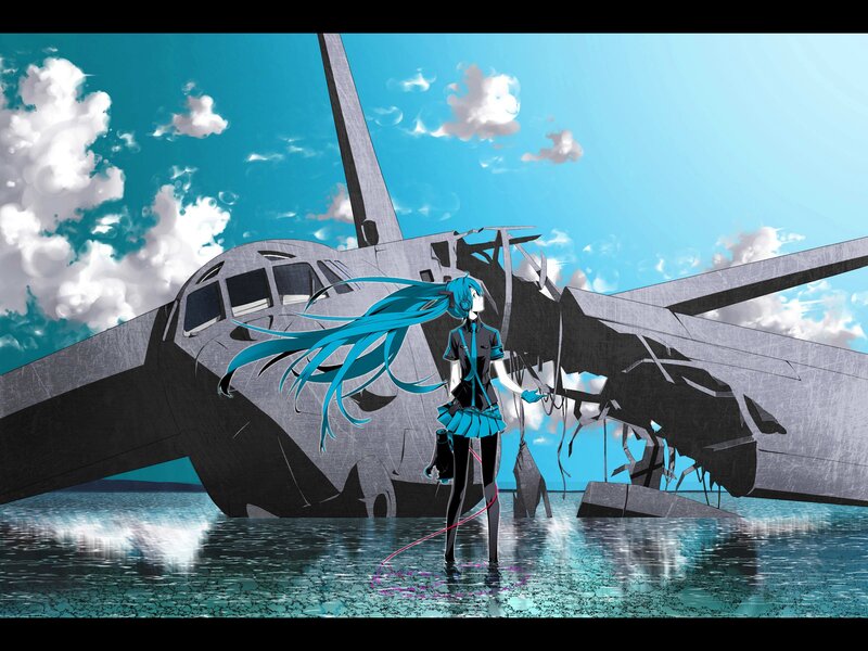 Blue-haired Girl with Plane