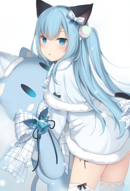 Blue-haired Girl with Plush