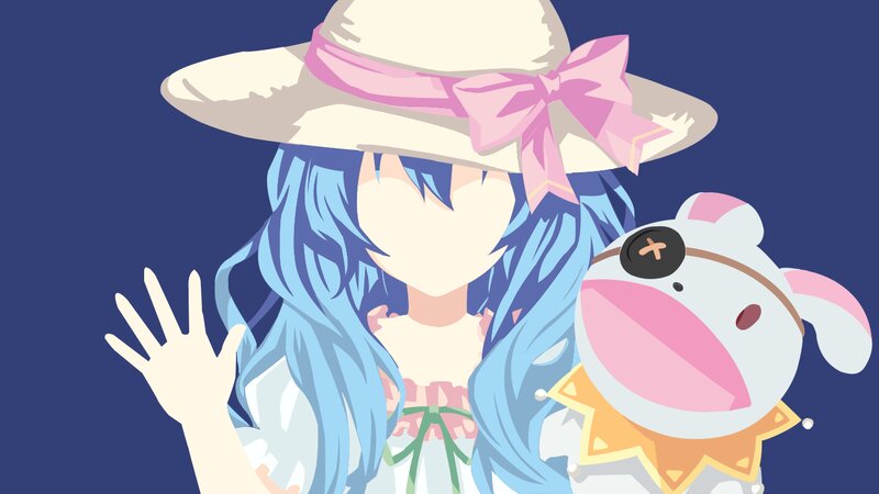 Blue-haired Girl with Plush Toy — Blue, Calm