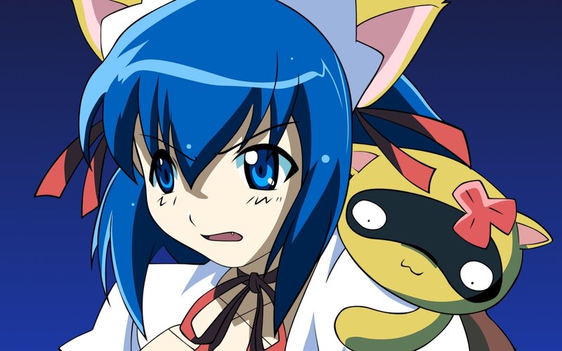 Blue-haired Girl with Plush Toy — Blue