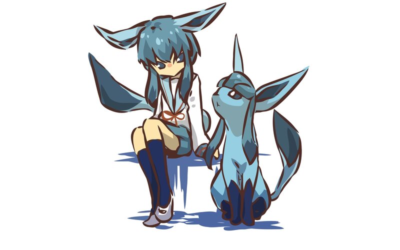 Blue-haired girl with Pokémon