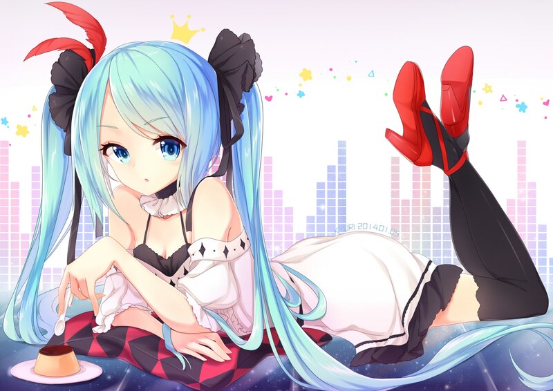 Blue-haired Girl with Pudding