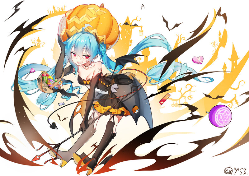 Blue-haired Girl with Pumpkin — Blue