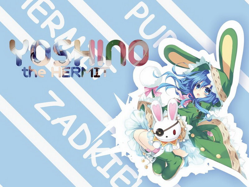 Blue-haired Girl with Rabbit — Blue, Playful