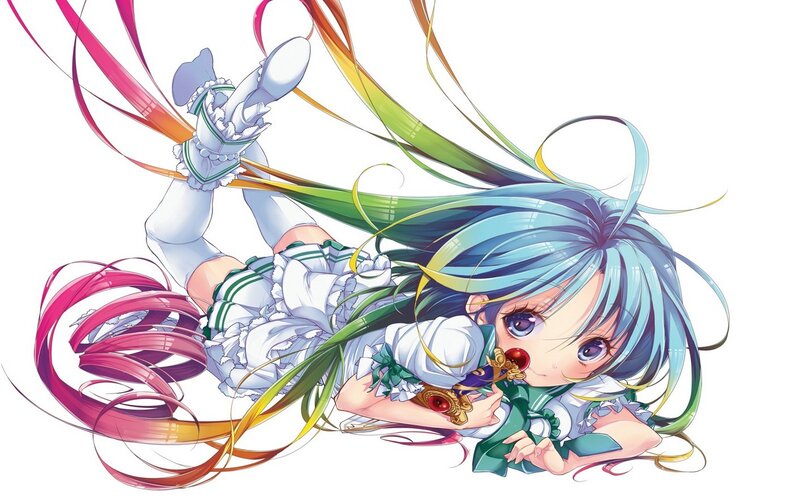 Blue-haired Girl with Rainbow Hair