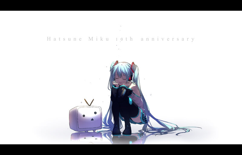 Blue-haired Girl with Robot — White