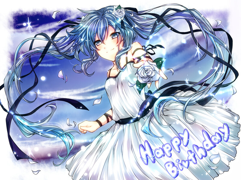Blue-haired Girl with Rose