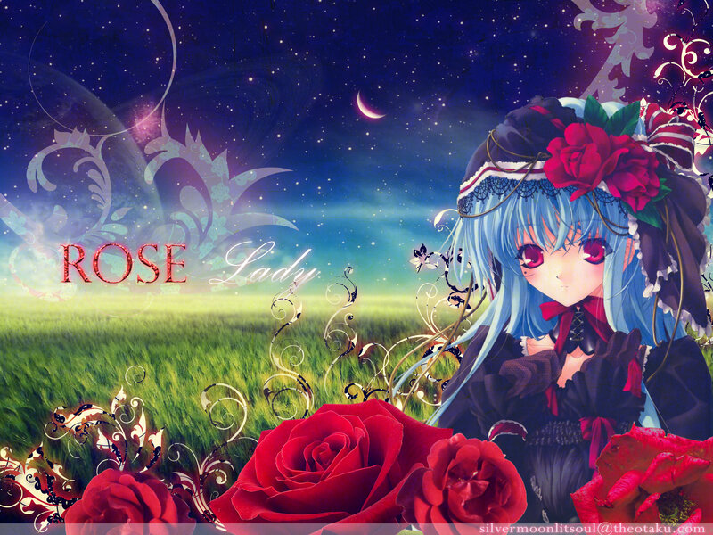 Blue-haired Girl with Roses — Blue