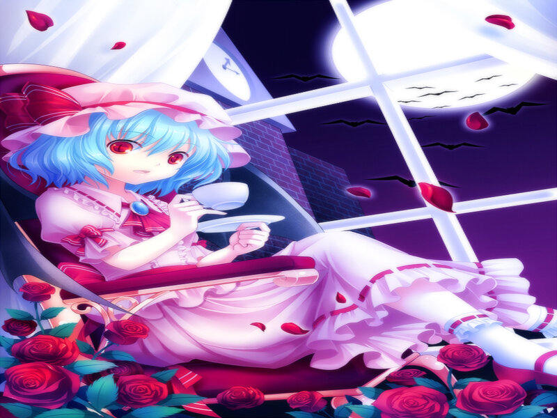 Blue-haired Girl with Roses — Pink