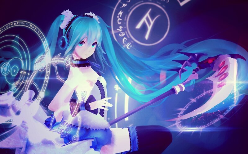 Blue-haired Girl with Scythe