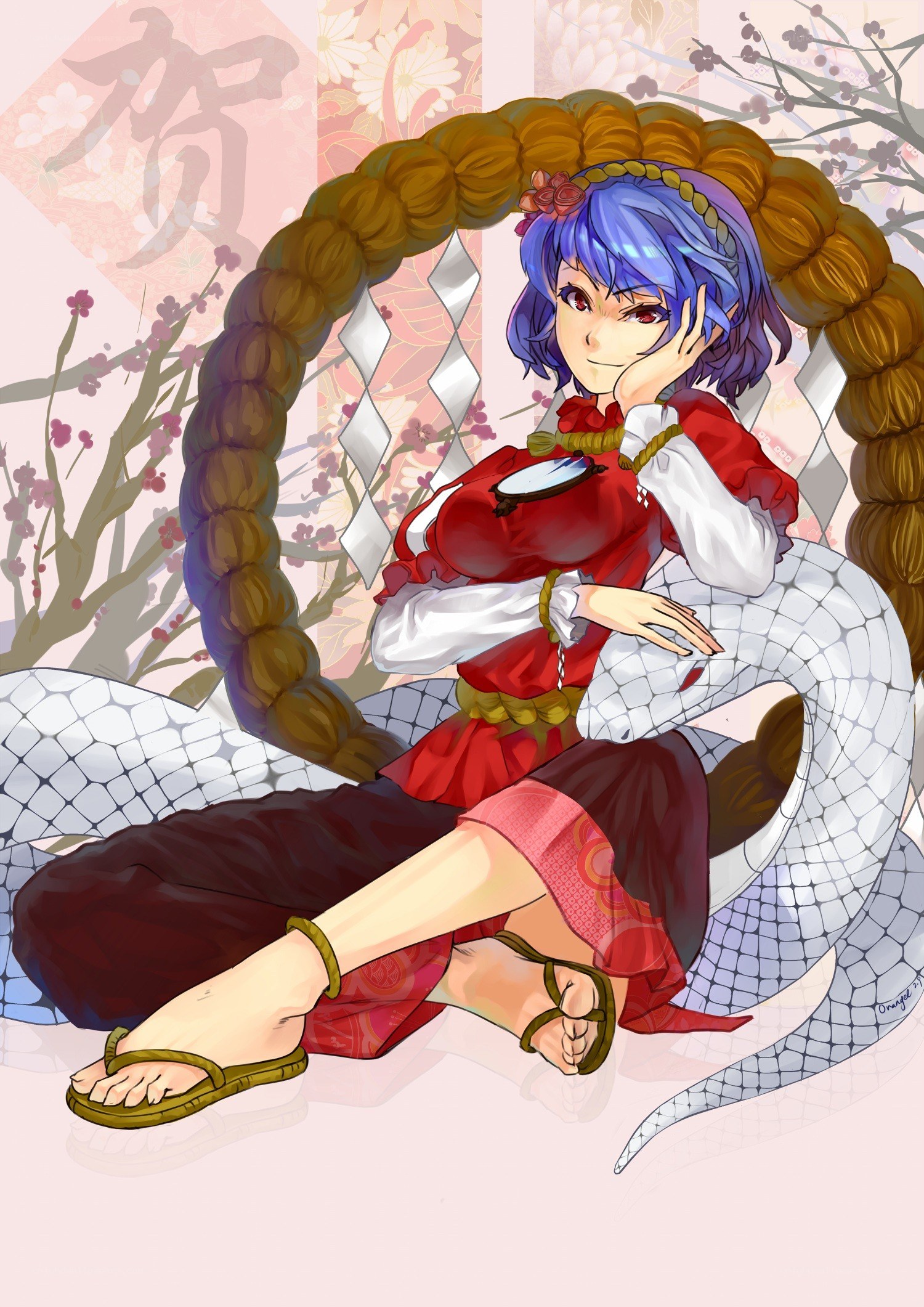 Blue-haired girl with snake