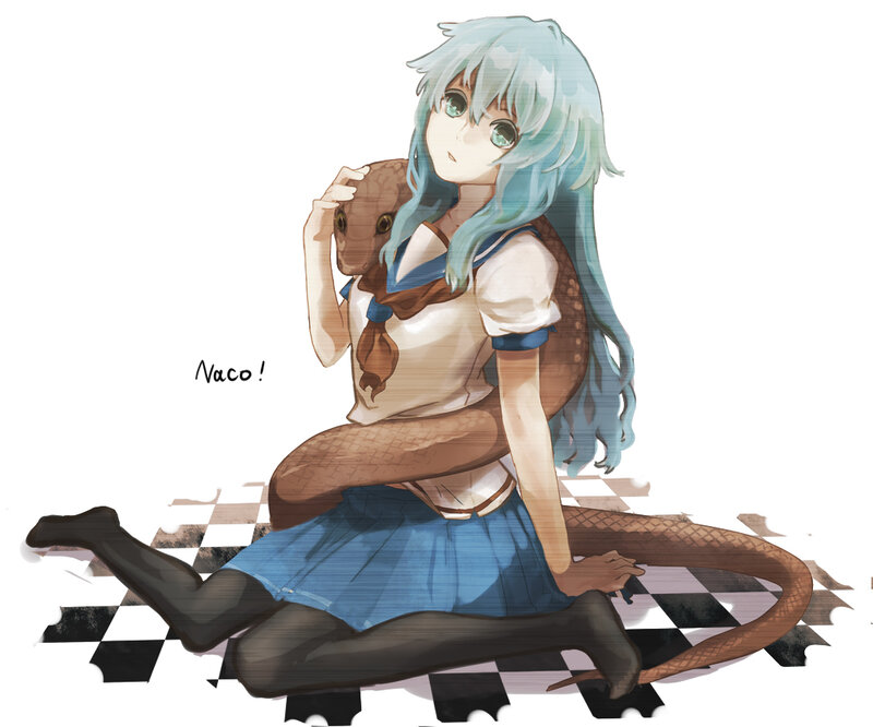 Blue-haired Girl with Snake — Blue