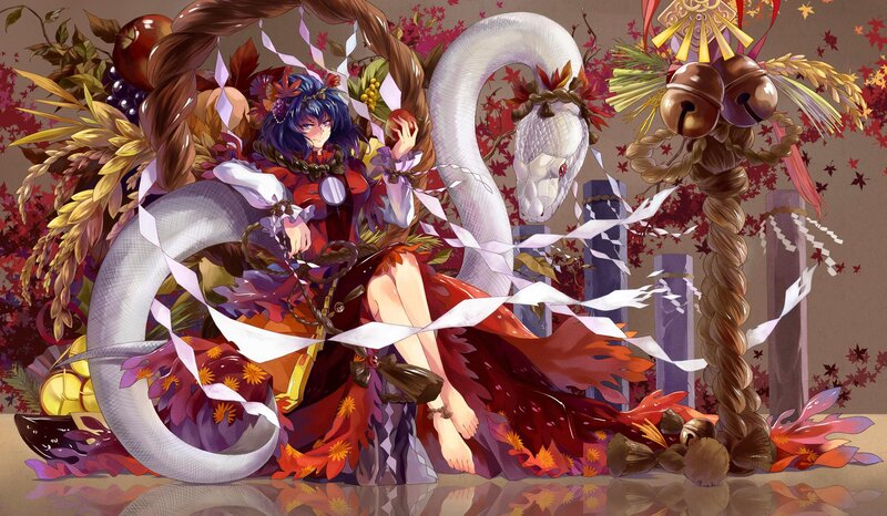 Blue-haired Girl with Snake — Red, Dramatic
