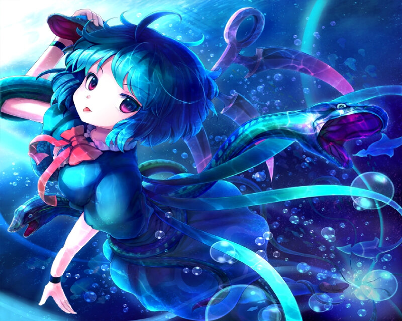 Blue-haired Girl with Snakes