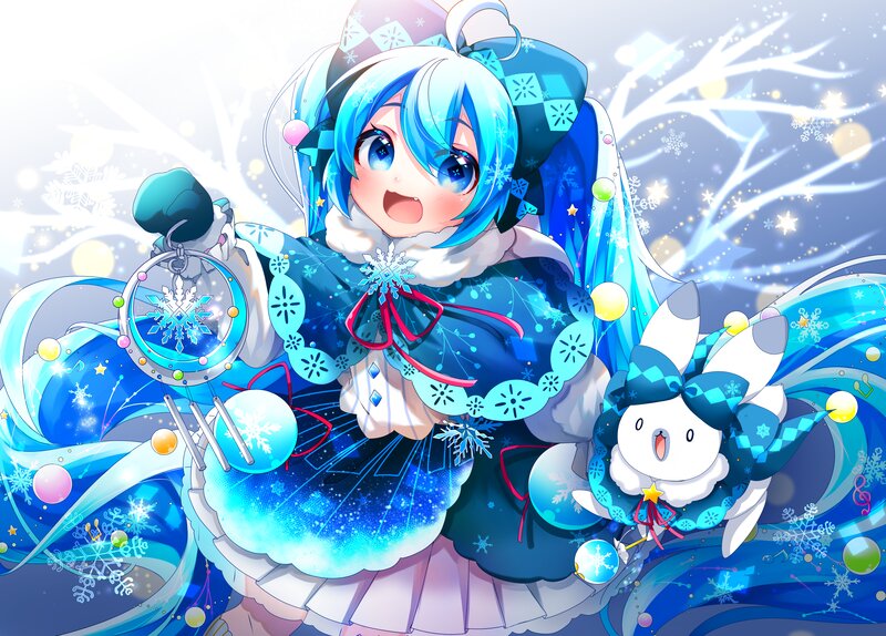 Blue-haired Girl with Snowflake