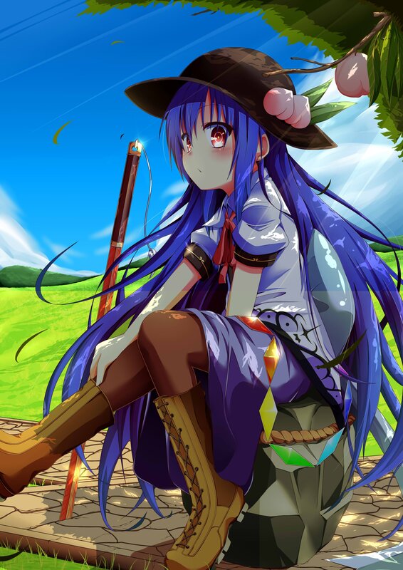 blue-haired girl with staff