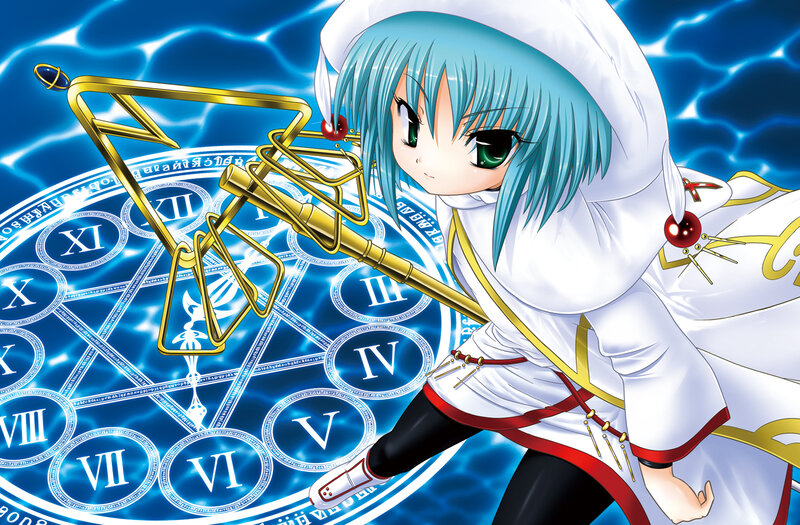 Blue-haired Girl with Staff — Blue, Dramatic, Anime