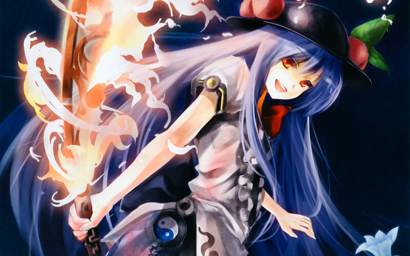 Blue-haired Girl with Staff — Blue, Dramatic, Night