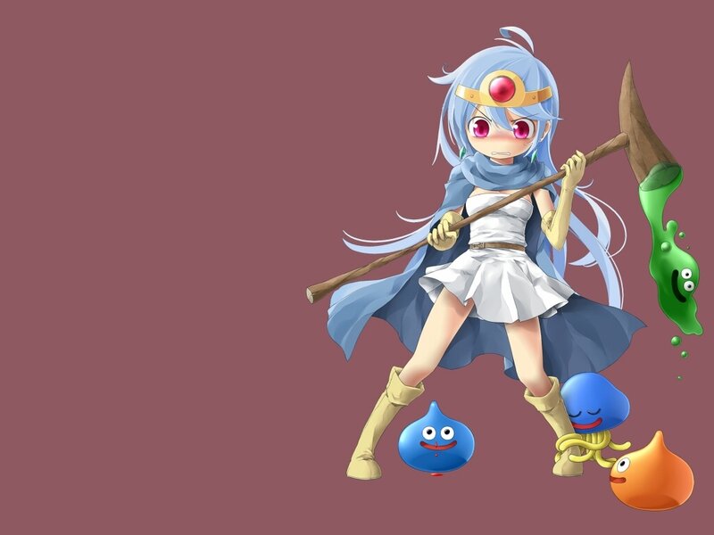 Blue-haired Girl with Staff — Blue, Playful