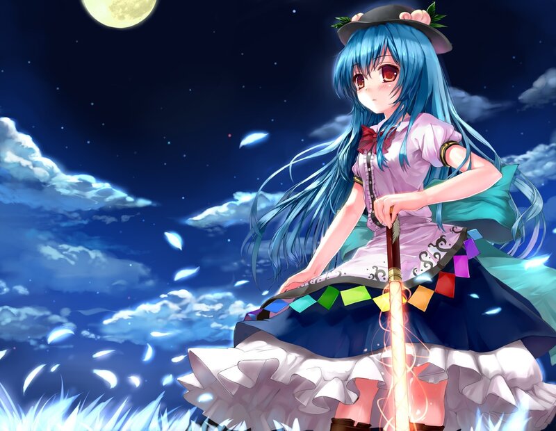 Blue-haired Girl with Staff — Blue