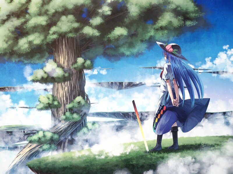 Blue-haired Girl with Staff — Green