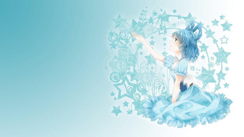 blue-haired girl with stars
