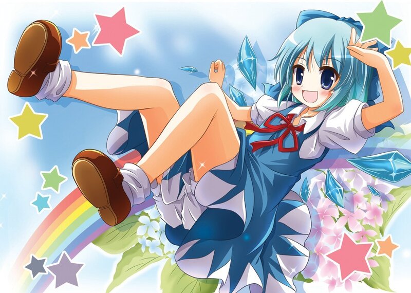 blue-haired girl with stars