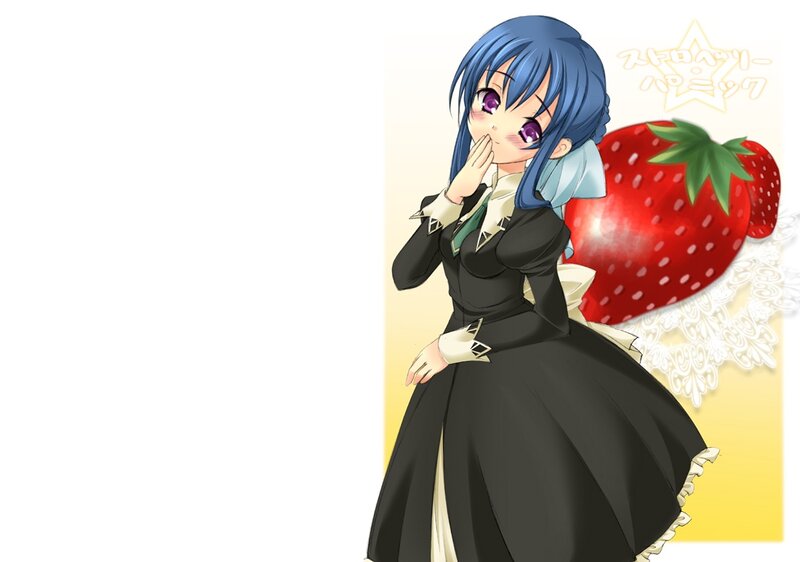 Blue-haired Girl with Strawberry — Black