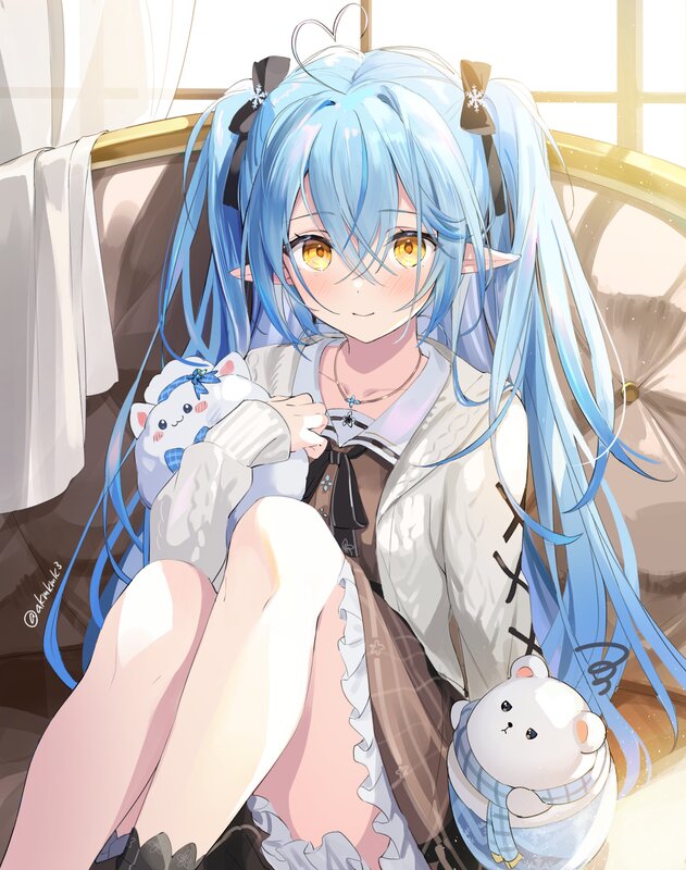 Blue-haired Girl with Stuffed Animals — Blue