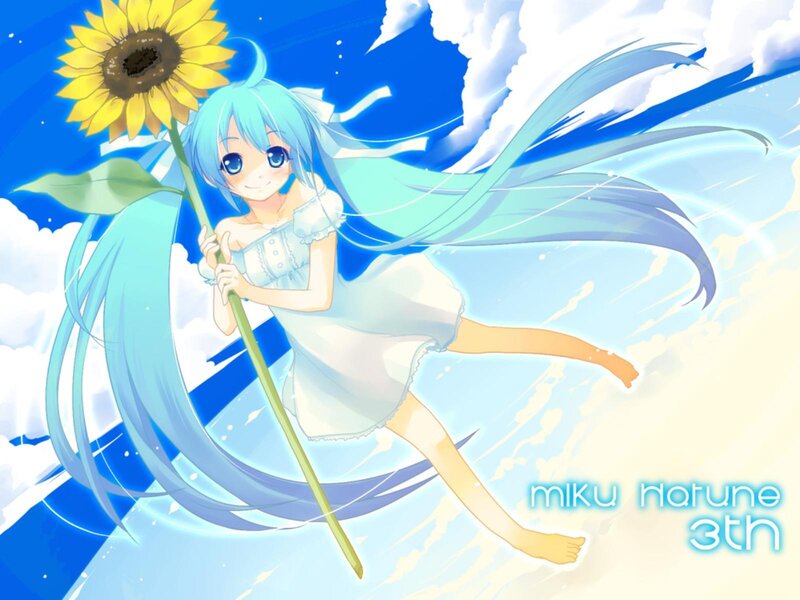 Blue-haired Girl with Sunflower — Blue
