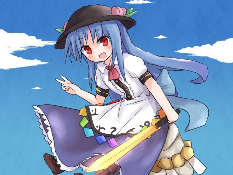 blue-haired girl with sword