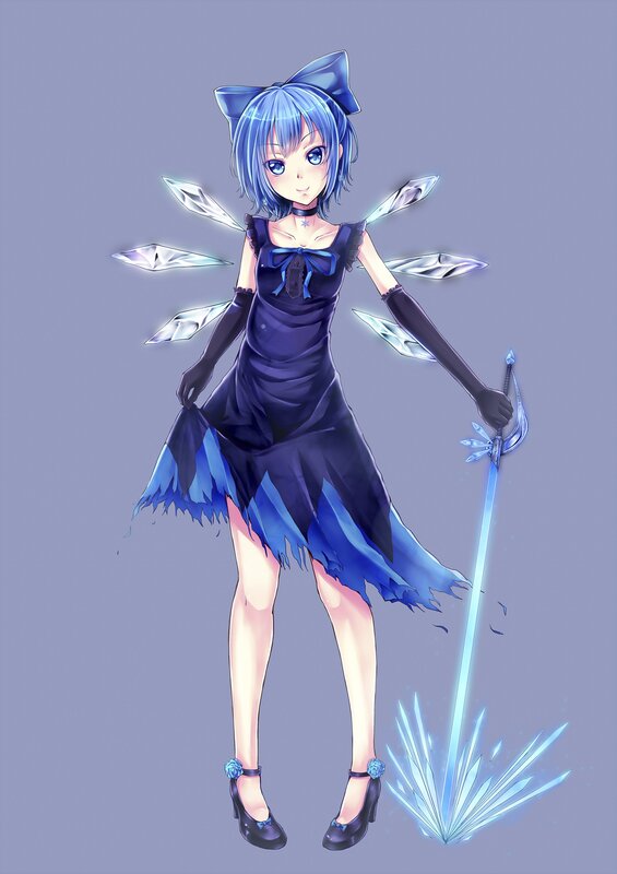 Blue-haired Girl with Sword — Blue, Calm, Anime, Dress