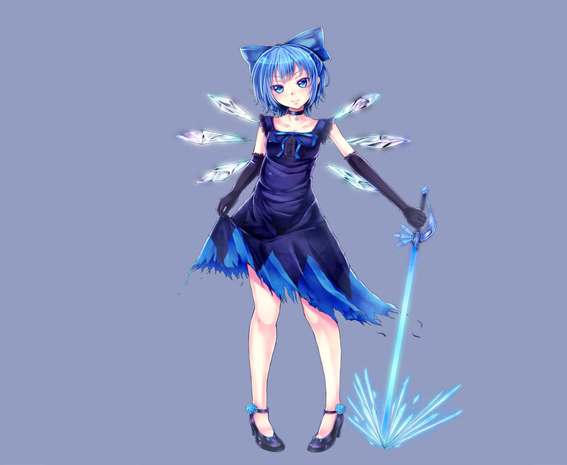 Blue-haired Girl with Sword — Blue, Calm