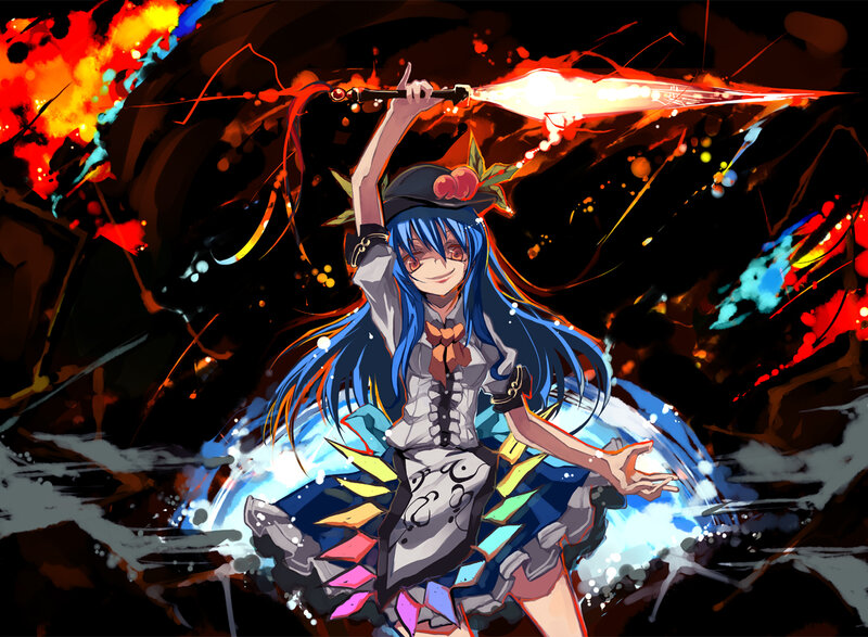 Blue-haired Girl with Sword — Blue, Dramatic, Anime, Magic