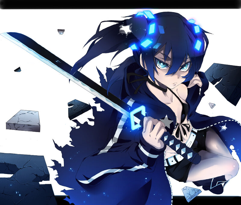 Blue-haired Girl with Sword — Blue, Dramatic, Anime