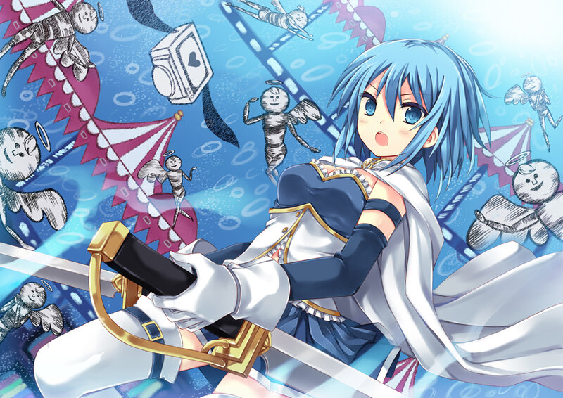 Blue-haired Girl with Sword — Blue, Dreamy