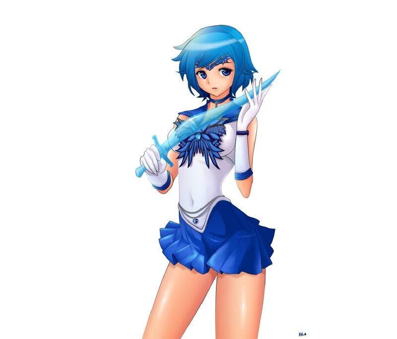 Blue-haired Girl with Sword — Blue