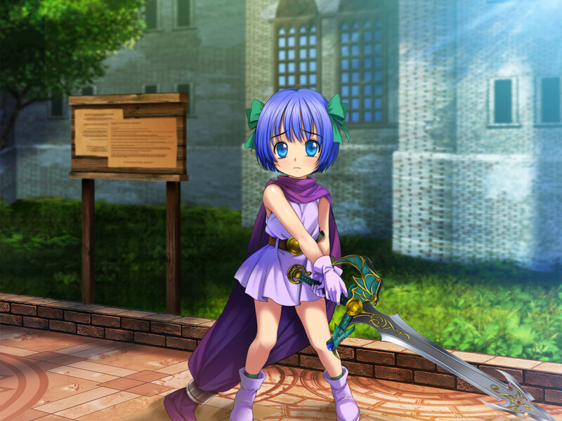 Blue-haired Girl with Sword — Purple, Calm