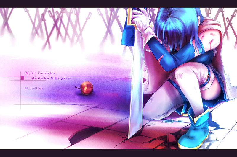 Blue-haired Girl with Sword — Purple, Dramatic