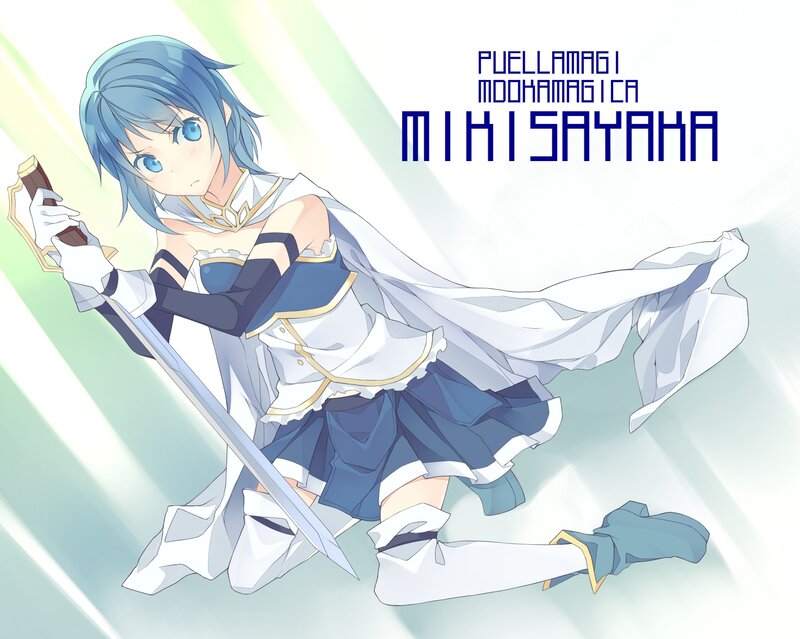Blue-haired Girl with Sword — White, Dramatic, Anime, Cape
