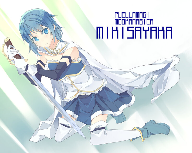 Blue-haired Girl with Sword — White