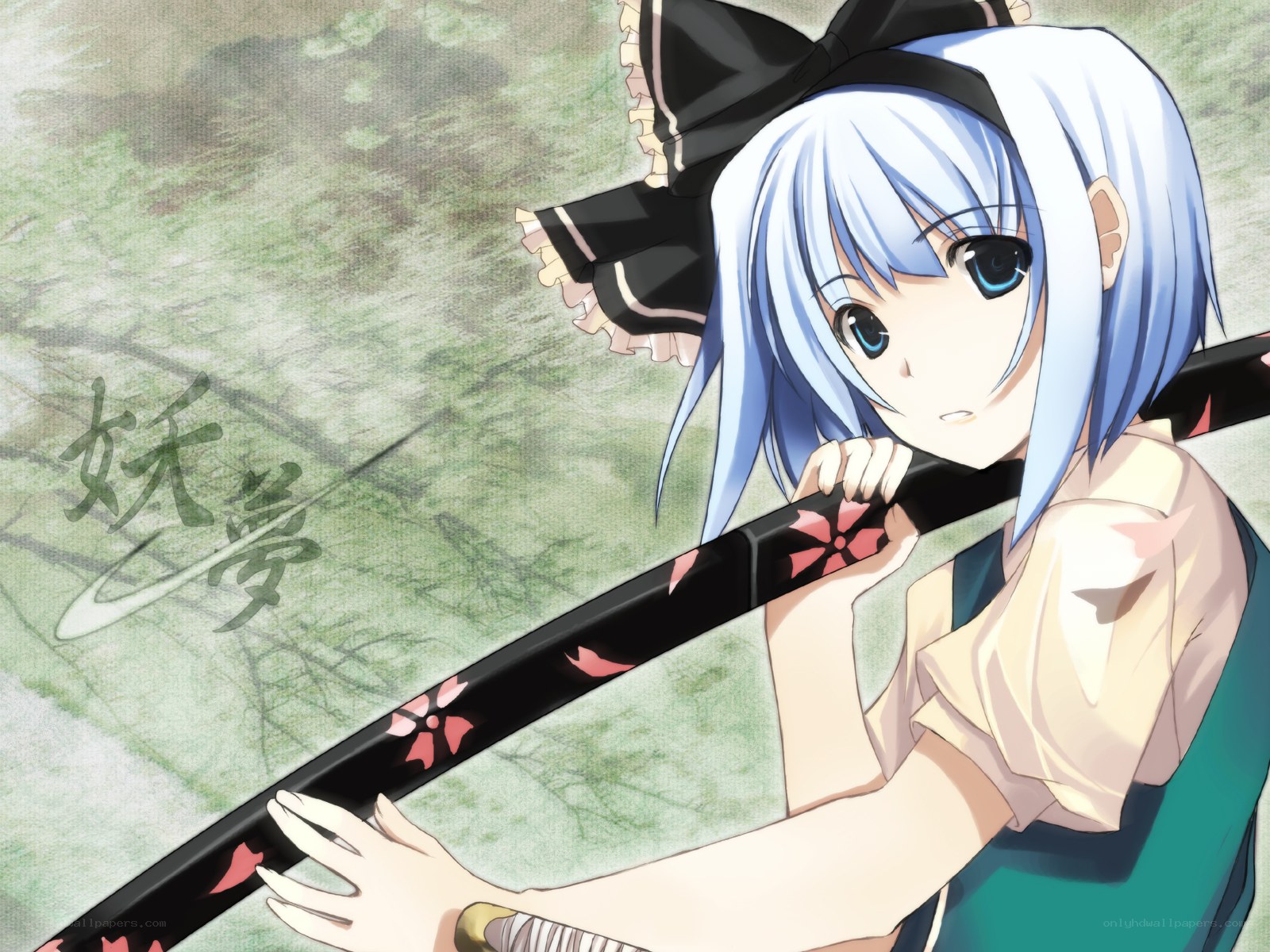 Blue-haired girl with sword