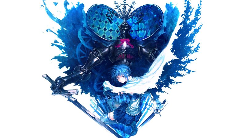 Blue-haired Girl with Swords — Blue, Dramatic, Anime, Armor