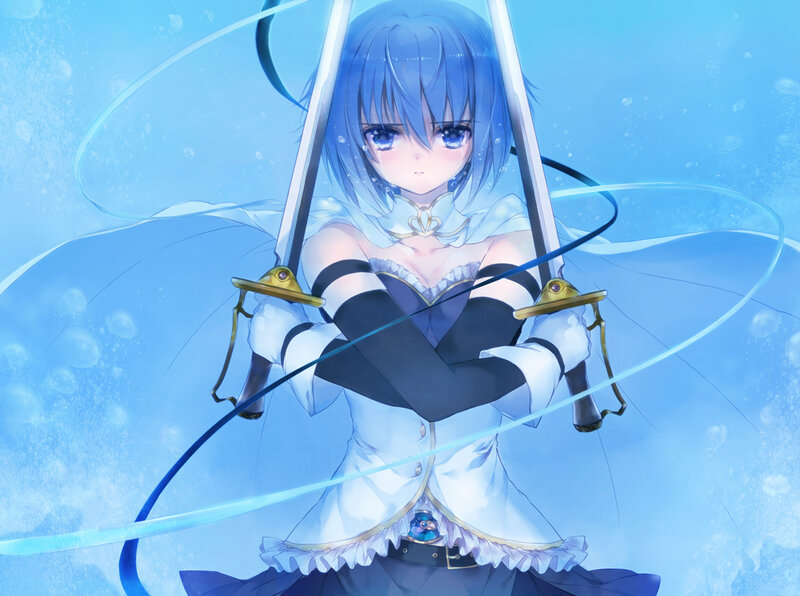 Blue-haired Girl with Swords — Blue