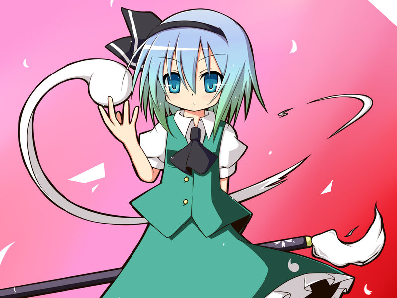 Blue-haired Girl with Tail